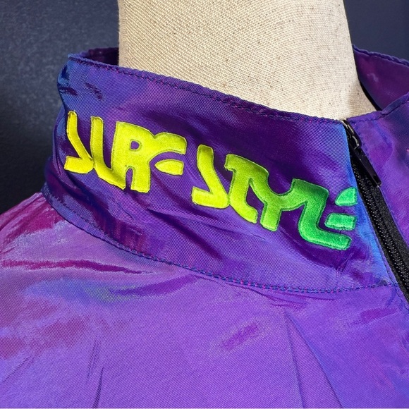 Surf Style Vintage 90s Iridescent Interplanetary Windbreaker Half Zip Jacket - Picture 3 of 10